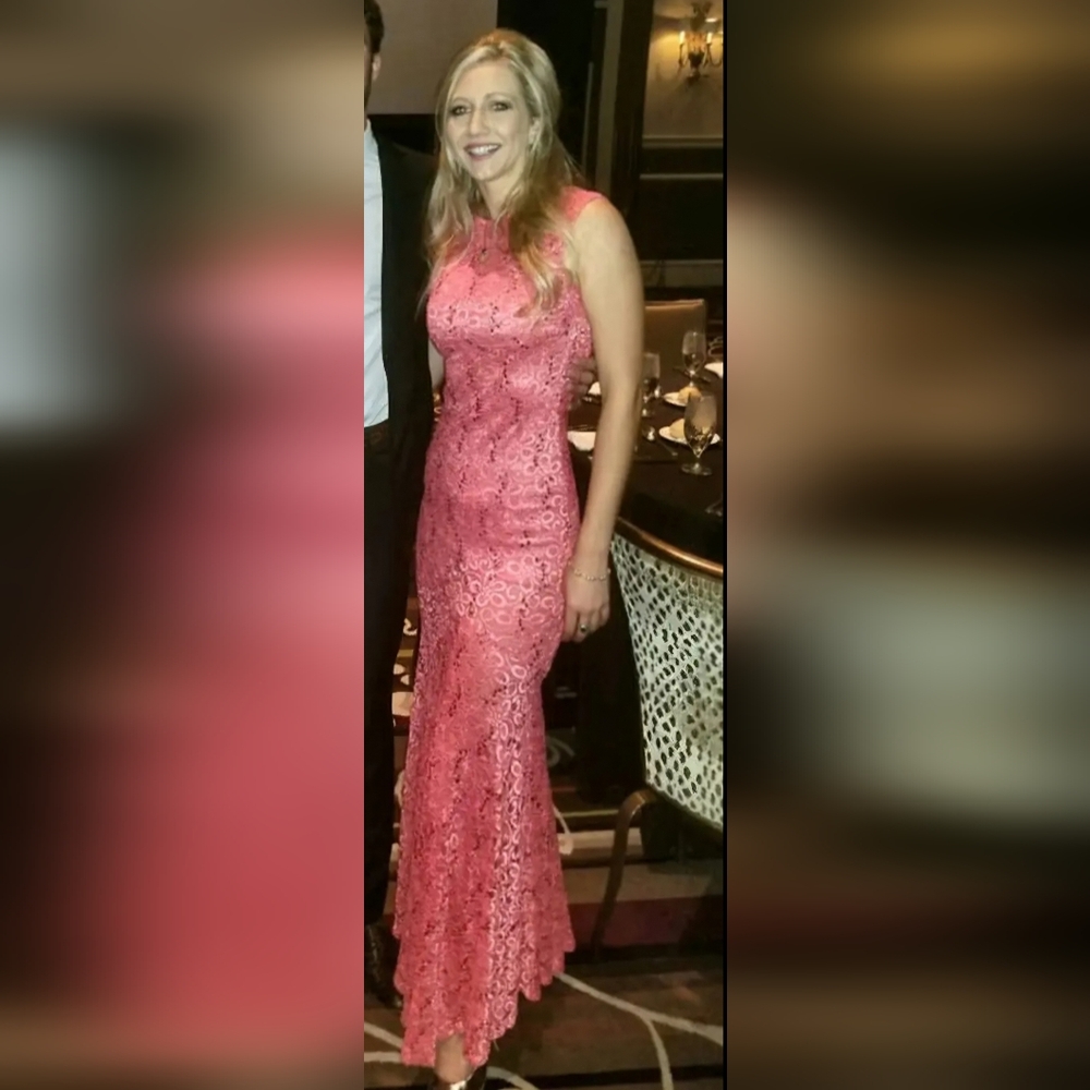 Elegant Pink Sequin Backless Formal Dress